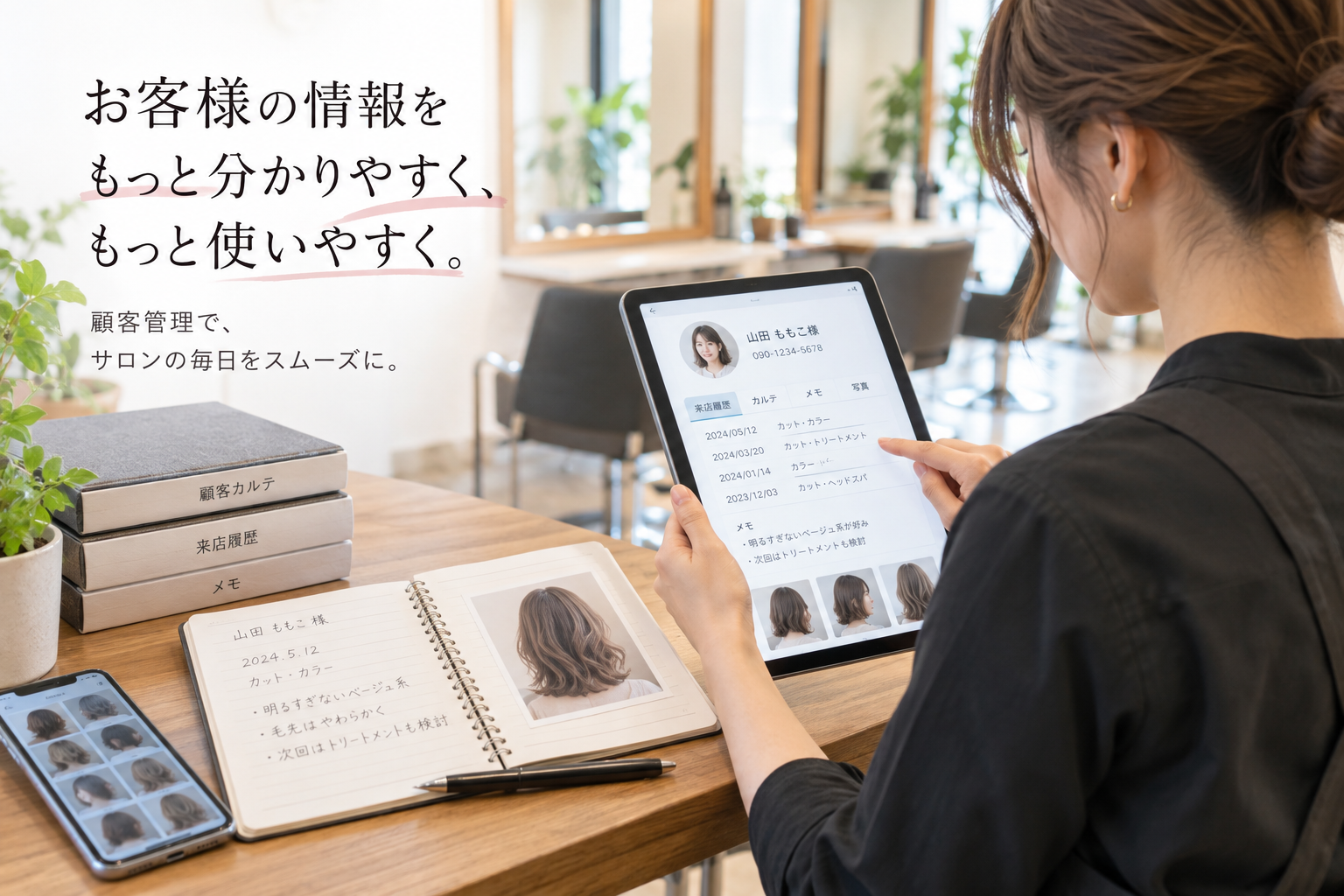 美容室の顧客管理はどうする?カルテ・来店履歴を管理しやすくする方法の導入事例画像